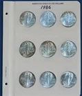 1986 Silver American Eagle Set 9 Coins BU  1 Oz US $1 Uncirculated Natural Toned