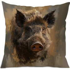 Kissen + Füllung 45x45cm Wildschwein, Dekokissen Jagdmotiv, Wildsau, Couchkissen