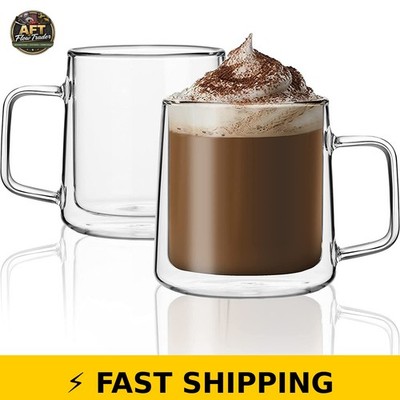 CnGlass Double Wall Insulated Glass Mugs Set of 2