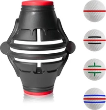360° Golf Ball Marker with Triple Line Tool - Red/White, 1 Pc