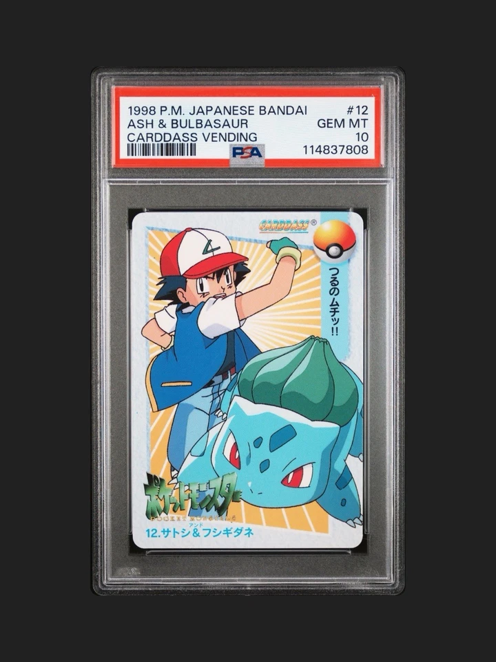 1998 Pokemon Bandai Anime Carddass Vending #012 Ash & Bulbasaur PSA 10 Gem MInt - Image 2 of 4