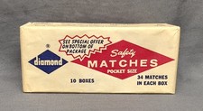 Diamond Safety Matches 10 Pack - 34 Matches Per Box NOS Factory Sealed