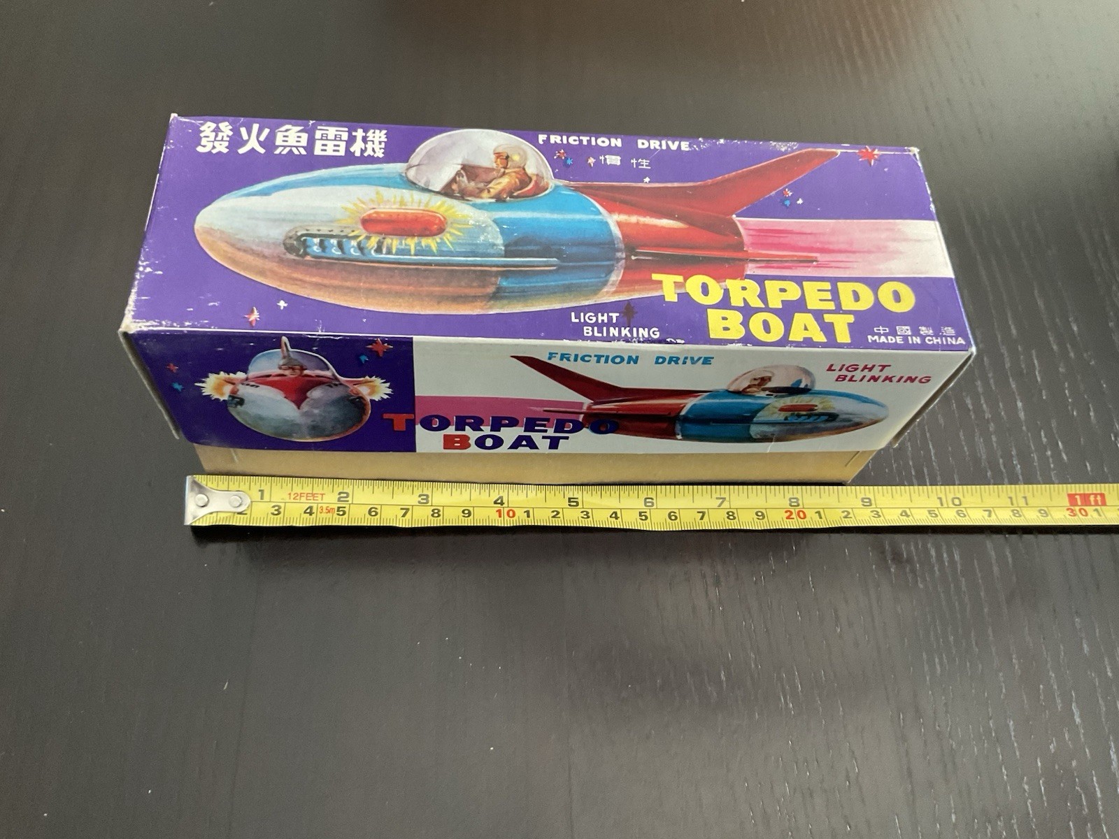 Vintage MF 923 “Torpedo Boat” Tin Submarine Friction Toy Dime Store New Old Stok