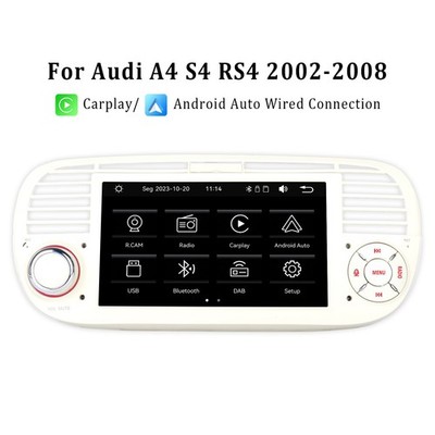Autoradio Android Auto CarPlay Fiat 500 2007-2015 BT Hohe Ausgangsleistung DAB