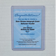 Bowman Base Chrome Autograph Green Refractor #BCA-JL Jalen Williams Thunder
