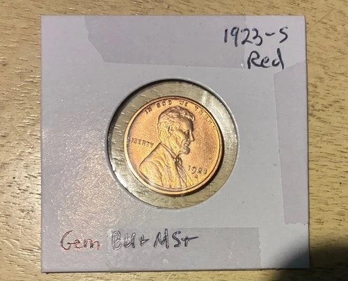 1923-S Lincoln Cent Choice Full Bow Tie Uncirculated RED Scarce