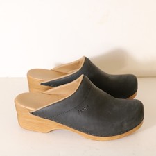 Sanita Ellis Clog Oiled Leather Black Womens 38 US 7 Slip On Comfort Casual