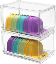 Hat storage box, stackable storage box, with sliding door, transparent