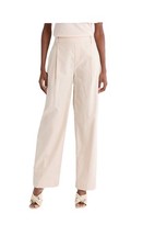 NWT Vince Women  s Sz 10 Beige Wide Leg Linen Blend Tuxedo Trouser Pants 295