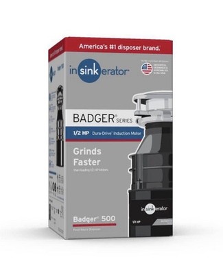 Insinkerator Kitchen Food Waste Disposer Badger 500 1/2 HP Standard Series