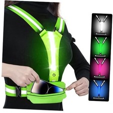 LED Reflective Light Up Safety Running Vest for Biking Walking at Night, Green