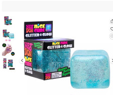 Schylling NeeDoh Nice Cube Glitter Glow Squishy Sensory Fidget Toy New Blue