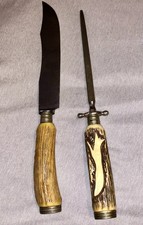 VINTAGE KERSHAW SOLINGEN GERMANY CARVED ANTLE...