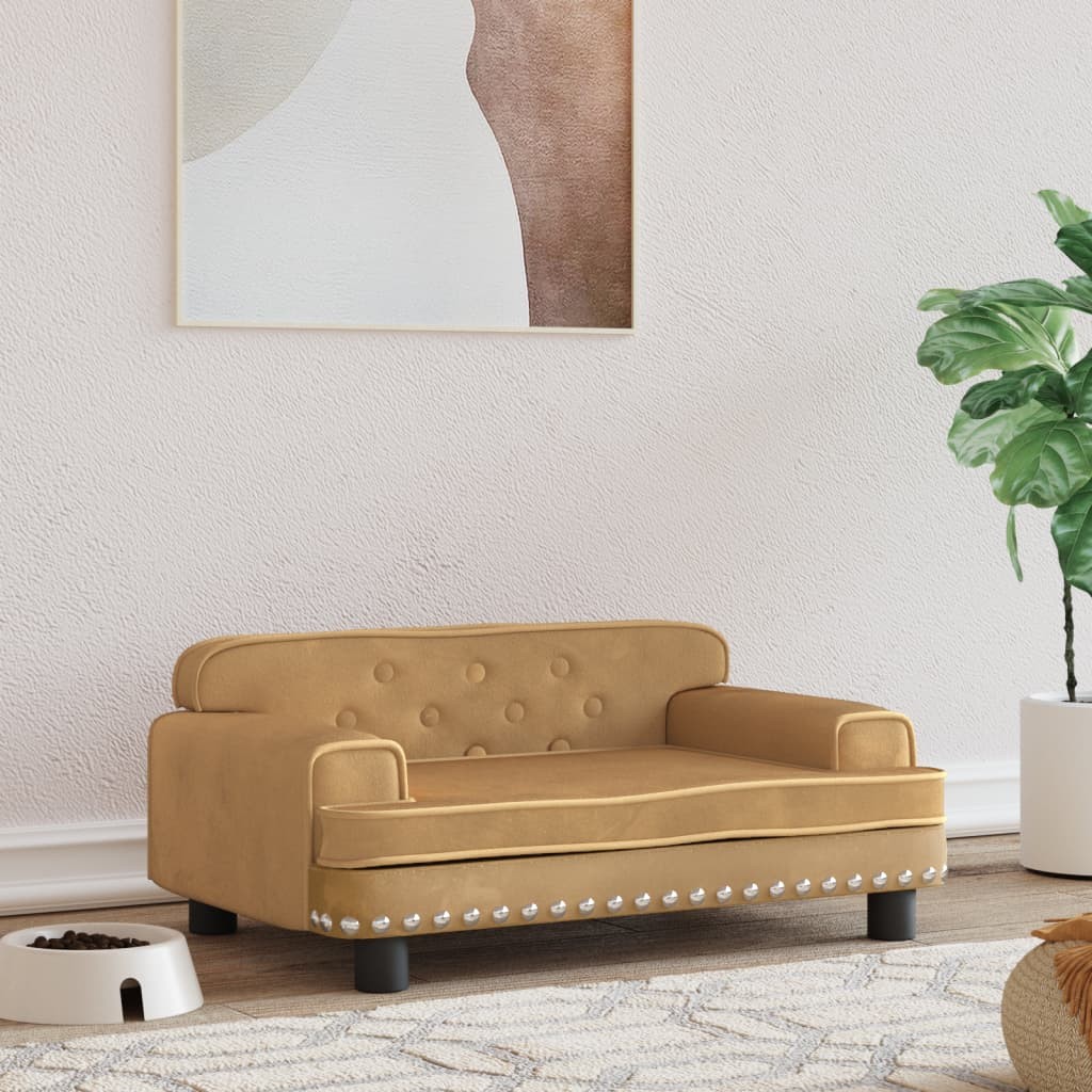 vidaXL Lettino per Cani Marrone Velluto 70x45x30 cm | Divano Relax Cani