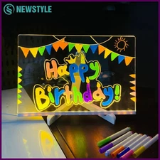 LED Note Board Night Light with 7 Colors Pen Lighted Acrylic Drawing Board