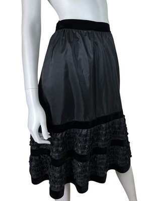 Vintage Original 80er David Charles schwarzer Rock Faltendetail UK 6 8