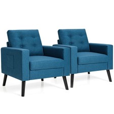 Upholstered Navy Armchairs - Set of 2