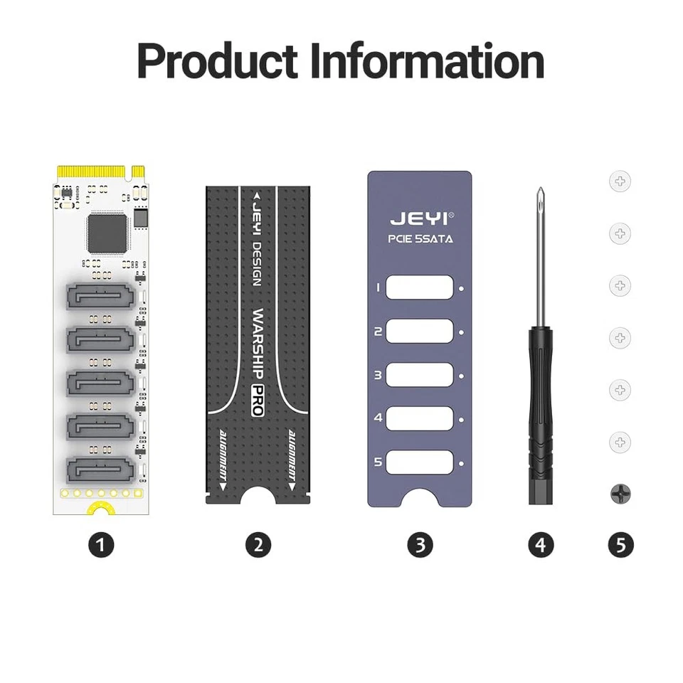 NVMe M.2 to Sata Adapter with Heatsink Internal 5 Port Non-RAID SATA III 6GB/ - Image 4 of 4
