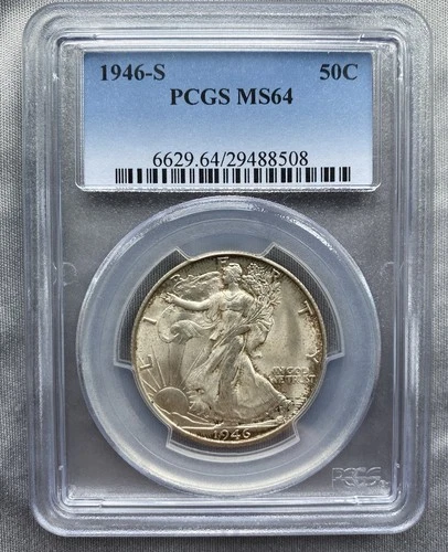 1946 S Walking Liberty Half Dollar CERTIFIED PCGS MS 64 Silver 50c
