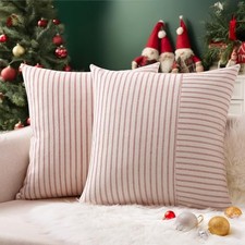 Christmas Pillow Covers 18x18, Boho Throw Pillow 18" x 18" Pack of 2 Red