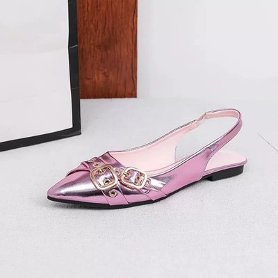 Ballerinas Slingback Rosa Metallic Schnallen Elegante Schuhe Damen CF53828