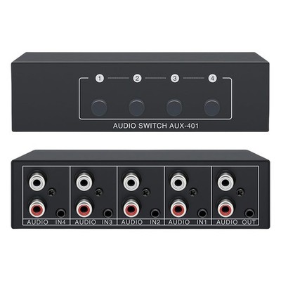 AUX Audio Switcher 4 in 1 Out, AUX Audio Switcher 3,5mm, Analog Passiv Stereo...