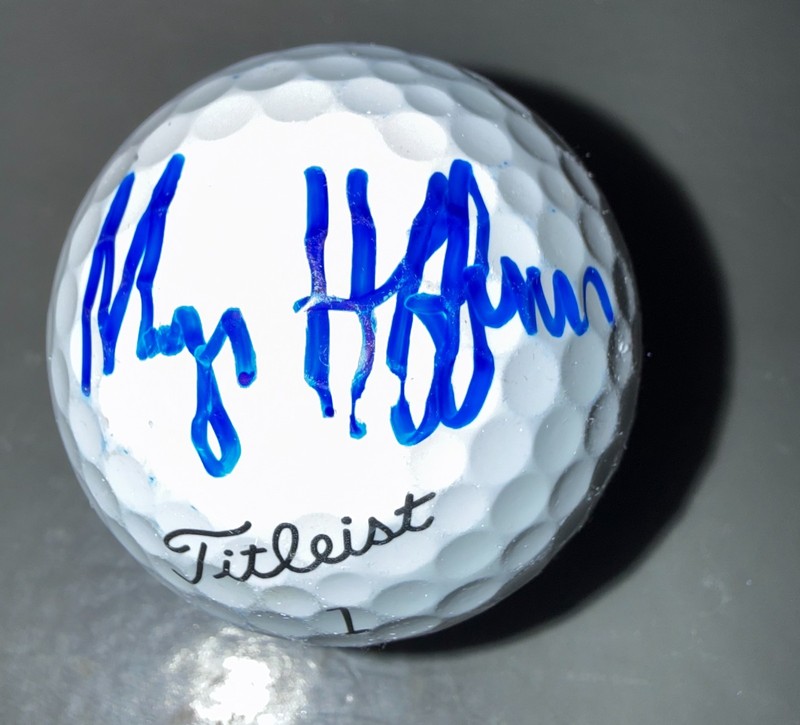 MORGAN HOFFMAN SIGNED AUTOGRAPHED GOLF BALL W/DISPLY CUBE COA #JJ22005