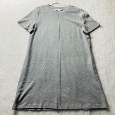 Loft Womens Gray Heathered Crew Neck Soft Knit Ottoman Mini T-Shirt Dress Size L