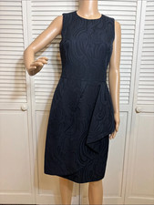 NWT Michael Kors Collection Black Textured Sheath Jacquard Cotton Dress Size 6