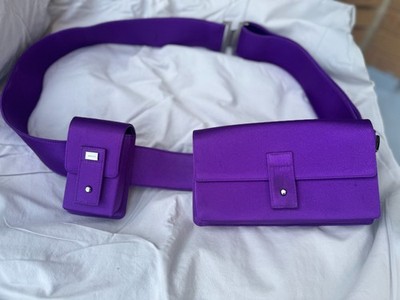 Gucci Tom Ford SS 2001 Runway Double Pouch Belt Bag Purple Satin Rare