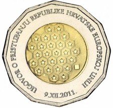 Croatia 25 kuna 2011 Bimetal AU-UNC Signing of the Treaty on accession to the...