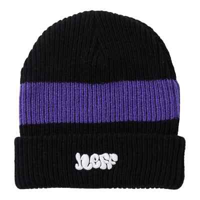 Neff Mens Neff Forever Fun Black Purple Barge Cuff Beanie Hat
