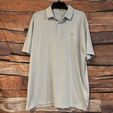 Callaway Opti-Dri Golf Polo Shirt Mens Large White Gray Striped Performance