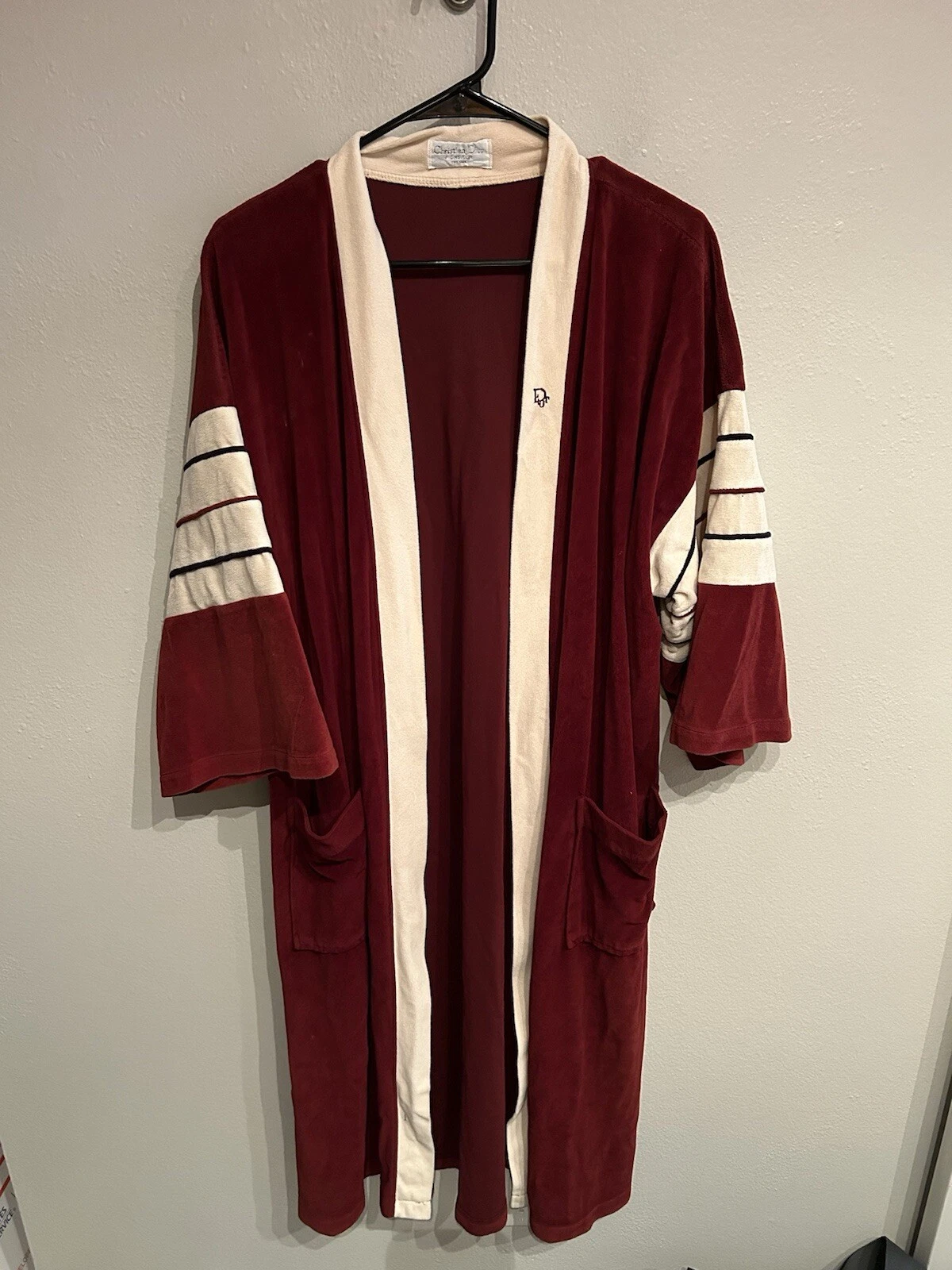 Robe homme vintage Christian Dior rouge manque ceinture 