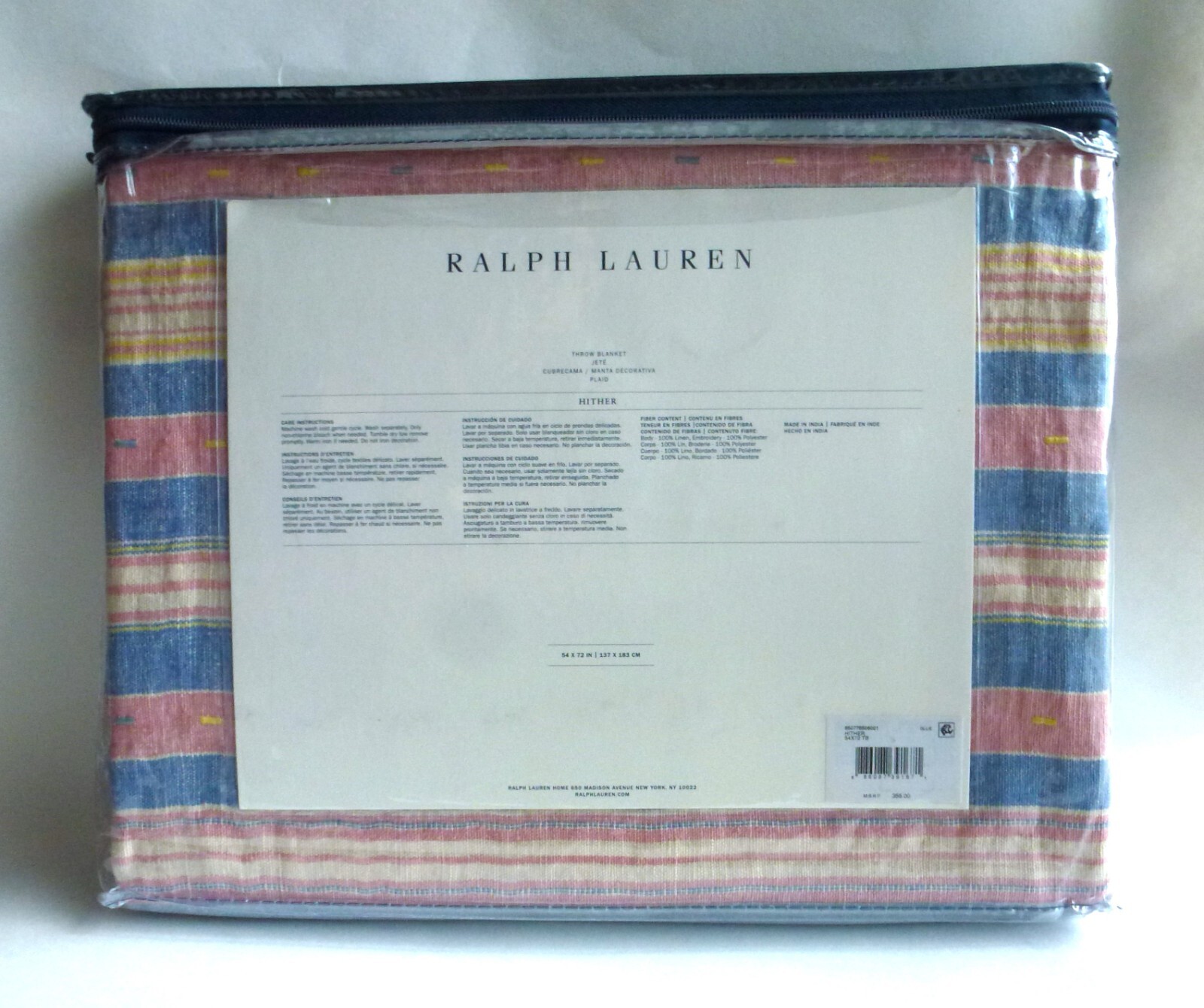 355 RALPH LAUREN Veronique Hither THROW Woven Linen Decorative Blanket