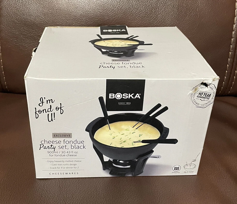 Boska - 7-Piece Cast Iron Fondue Party Set - Black 900 ml Black New