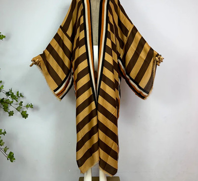Black Cardigan Striped Kimono Striped Long Black Top Stripe Beach Cover Up Abaya