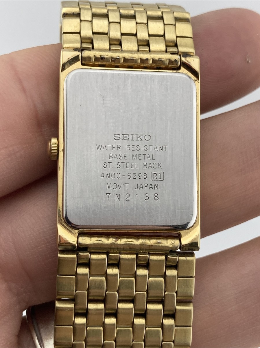 Vintage SEIKO Diamond Ladies 23mm Watch Gold Tone Black Dial Vintage SEIKO Diamond Ladies 23mm Watch Gold Tone Black Dial