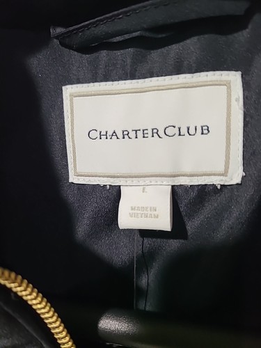 Charter Club Quilted Vest Women's Large Black Collared New With Tags - Picture 5 of 8