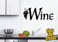 Autocollant sticker art mural cuisine menu bordure vignes vin raisins bouteille liège texte