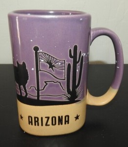 Embossed Arizona Coffee Mug Desert 2 Toned Desert Night Scene All around Tall