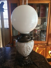 Antique Hurricane Gone with the Wind Lamp White