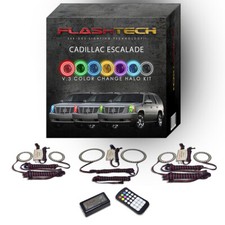 RGB Angel Eye LED Halo kit with RF Remote for 07-14 Cadillac Escalade Headlights