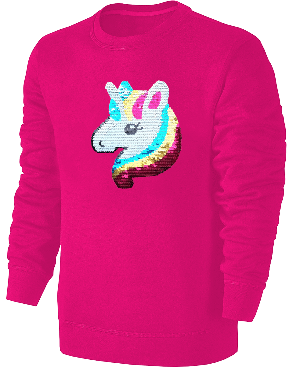 Kinder Einhorn Wendepailletten Sweatshirt Mädchen Streichel Pullover  Pink