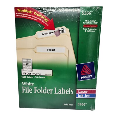 Avery Filing Label - 0.66'' Width X 3.43'' Length, 0.33'' Length Permanent 1500