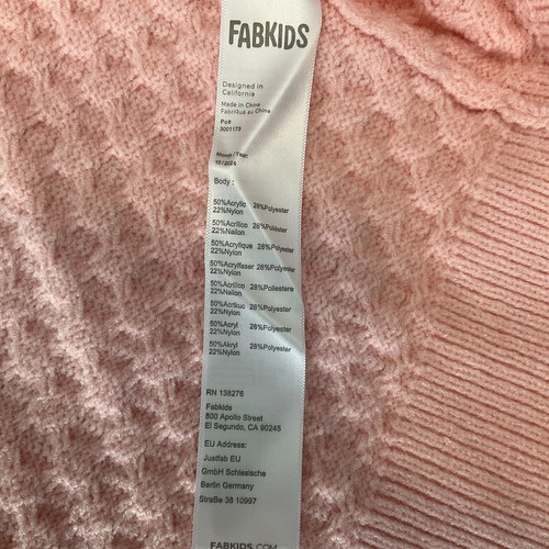 Fabkids Open Front Librarian Cardigan Sweater Girls Size L 10/12 Pink - Picture 12 of 17