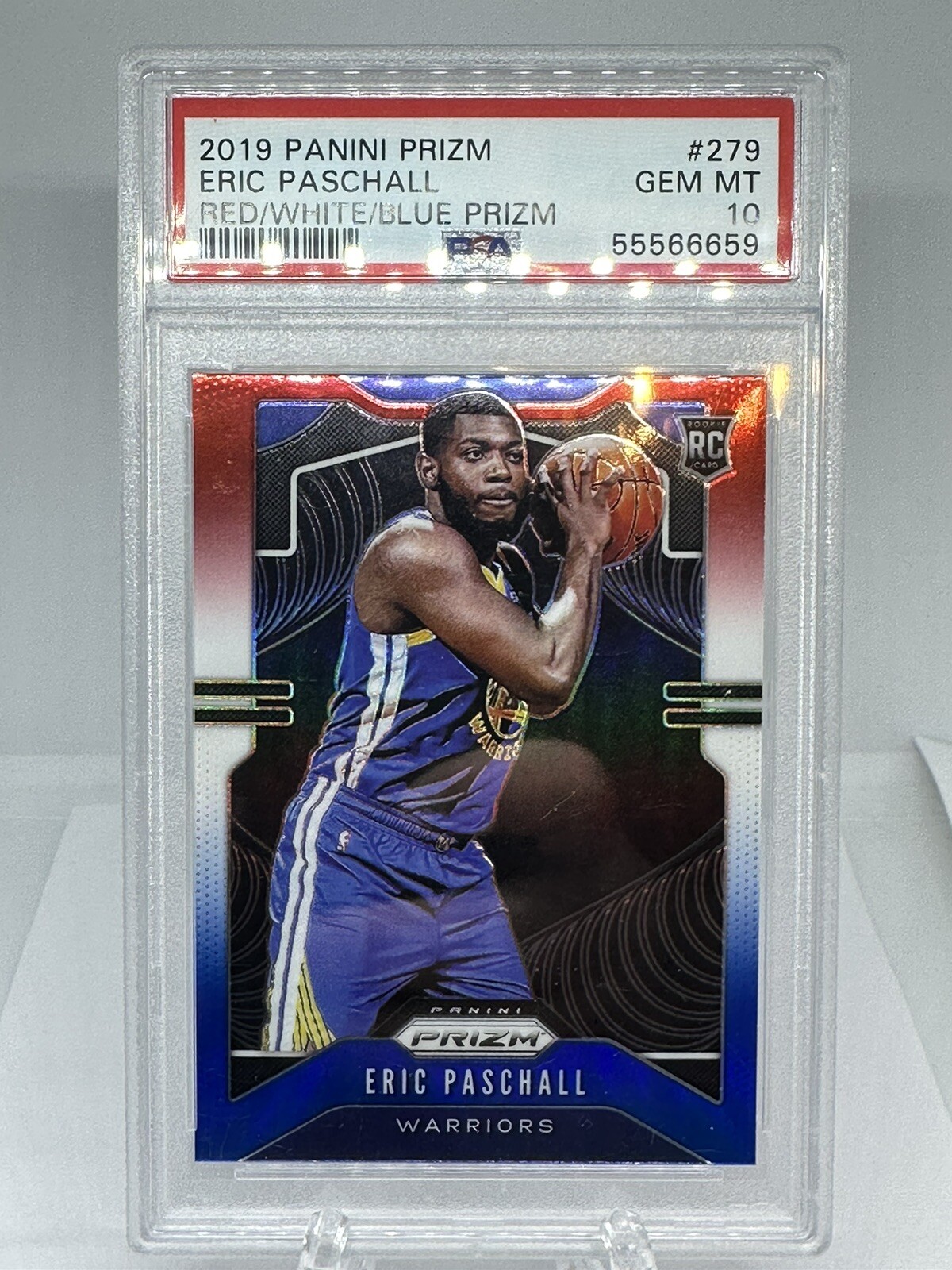 2019 Panini Prizm Red/White/Blue Eric Paschall PSA 10