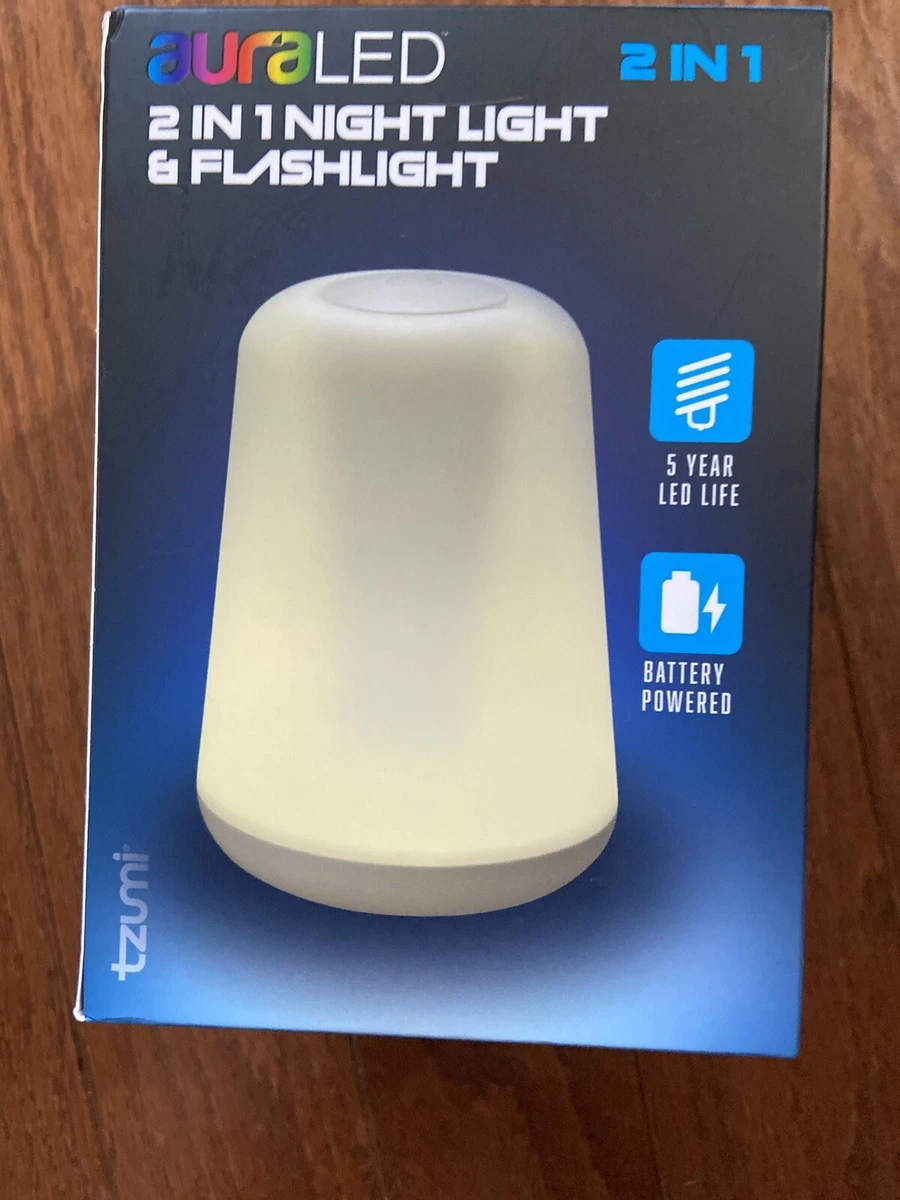 New tzumi Aura LED 2 in 1 Night Light Flashlight 5 Year LED Life