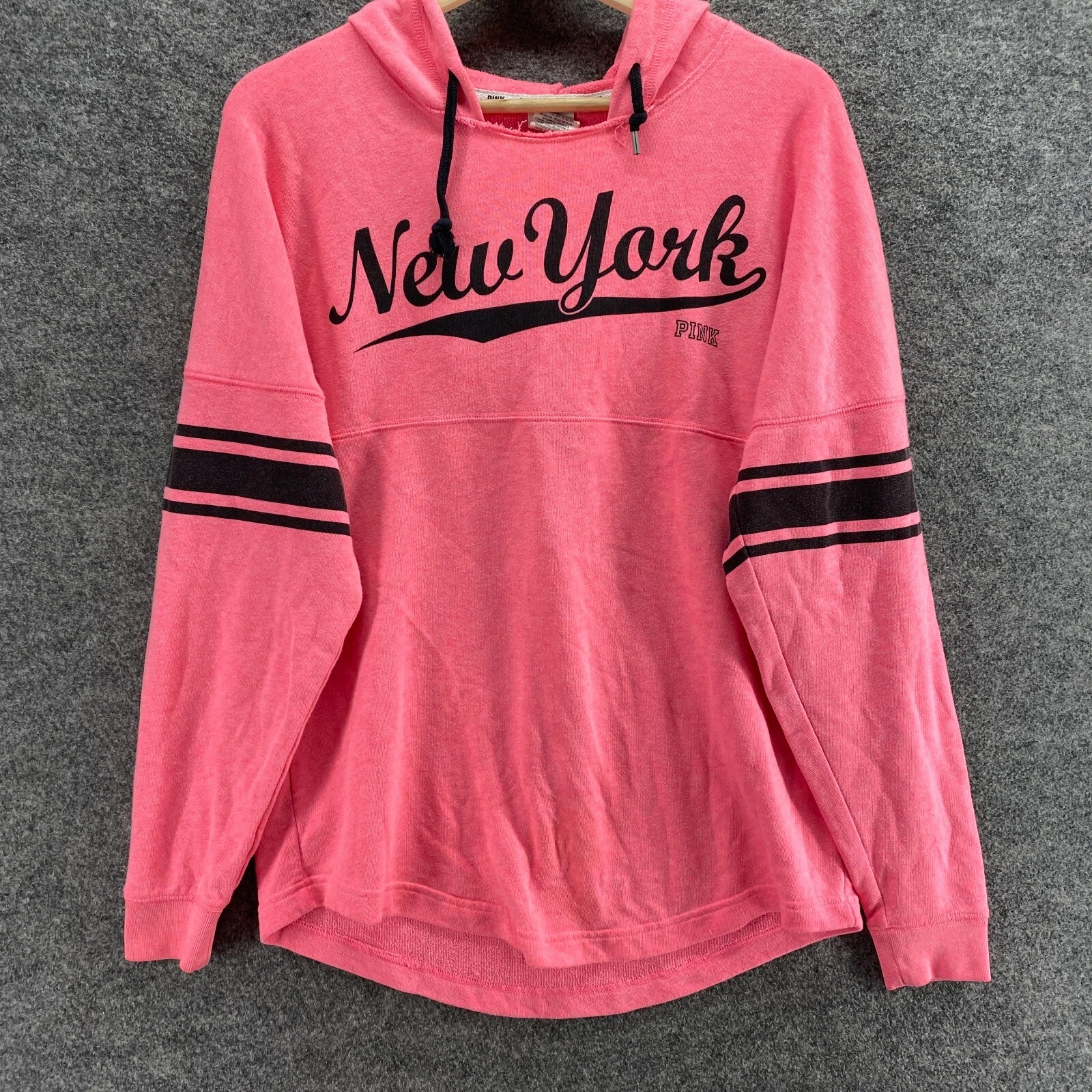 victoria-secret-vs striped hooded long sleeve pullover hoodie