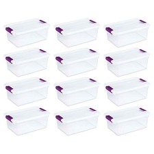 Sterilite Clear Plastic Latching Handle Stora...